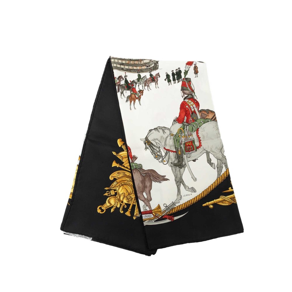 Pre-Loved Hermes Marine et Cavalerie Silk Scarf 90